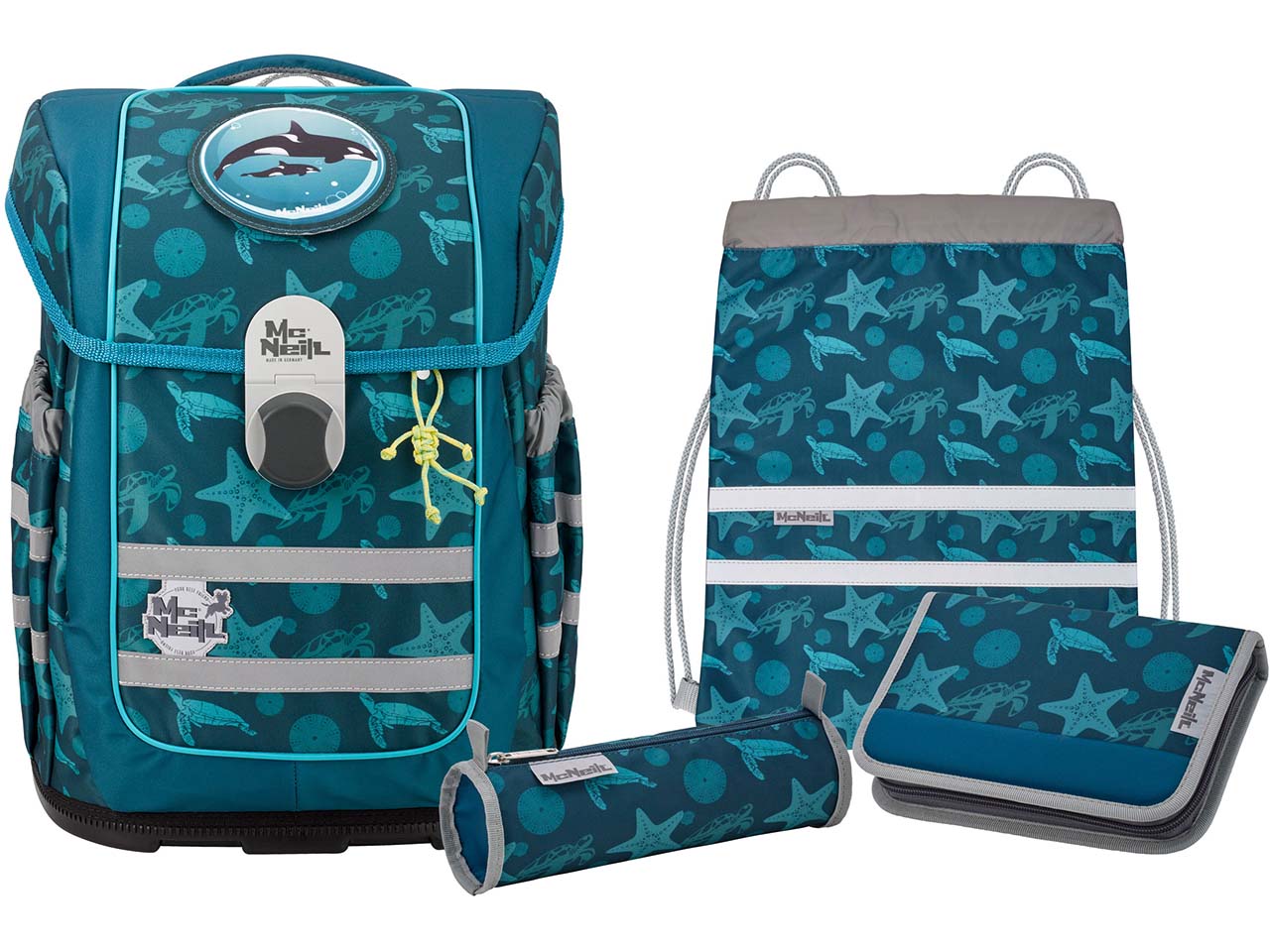 McNeill Schulranzen-Set 'McOcean' aus Recyclingkunststoff, sealife