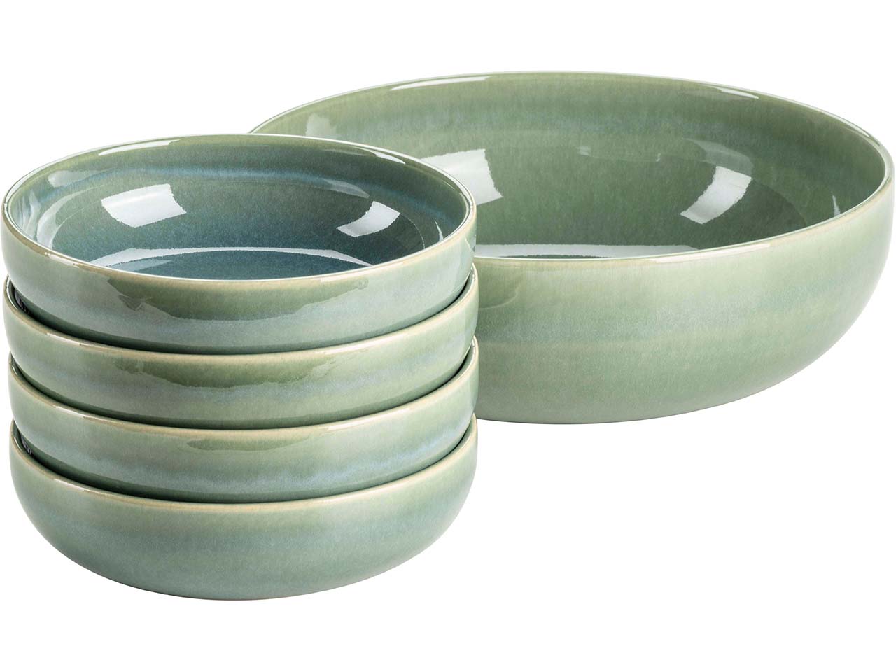 Mäser Salatschüsselset 5-tlg. "Elina Uno" Steinzeug, grün