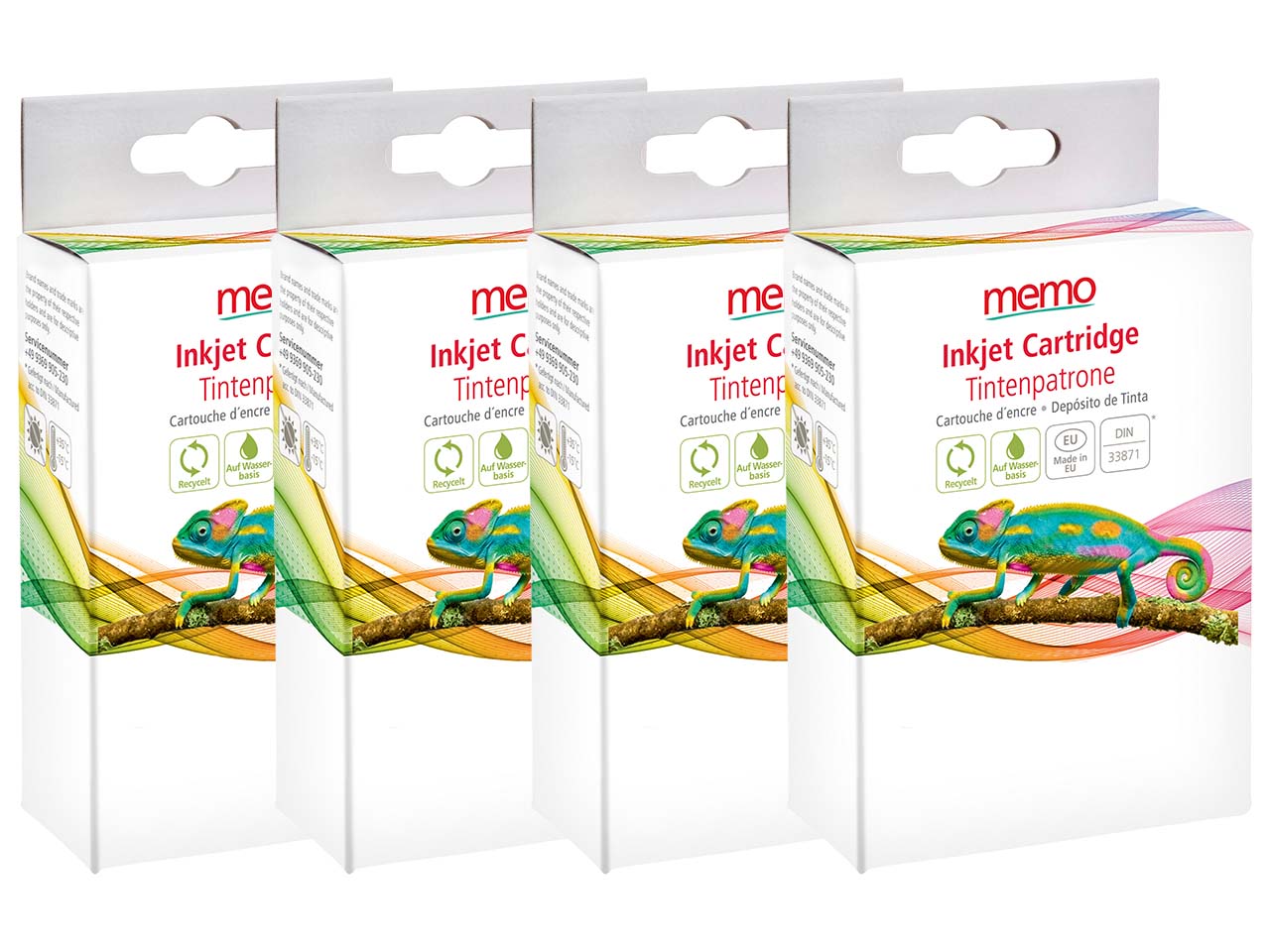 memo Tintenpatronen ersetzt Canon PGI-1500 schwarz, cyan, magenta, gelb, 4er-Set
