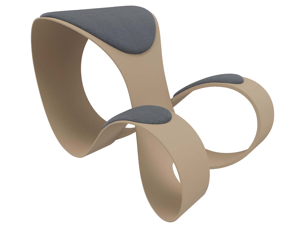 Quadrifoglio Kniehocker "Moon" Gestell beige, Bezug blau