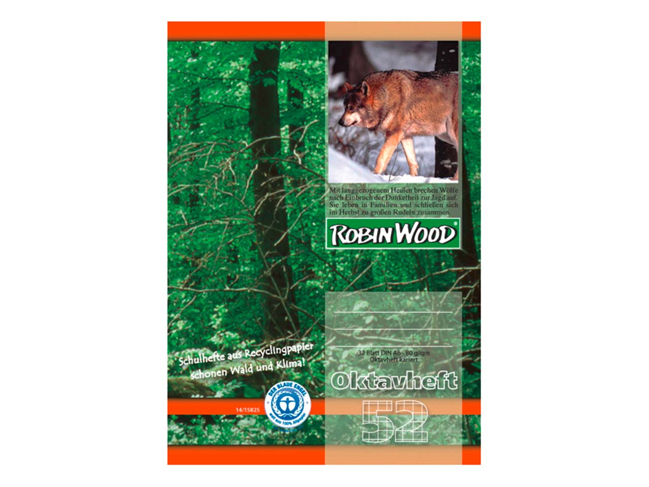 Oktavheft DIN A6 Robin Wood, Lineatur 52