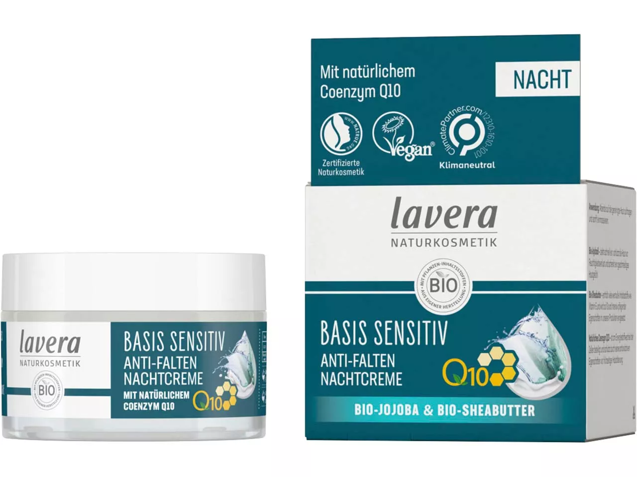 lavera Bio-Anti-Falten-Nachtcreme mit Q10 "basis sensitiv", 50 ml