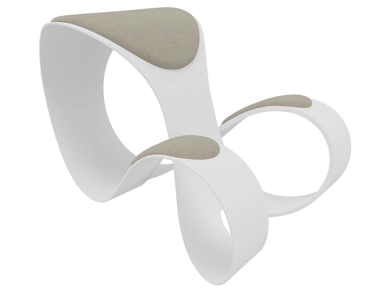 Quadrifoglio Kniehocker "Moon" Gestell weiß, Bezug beige