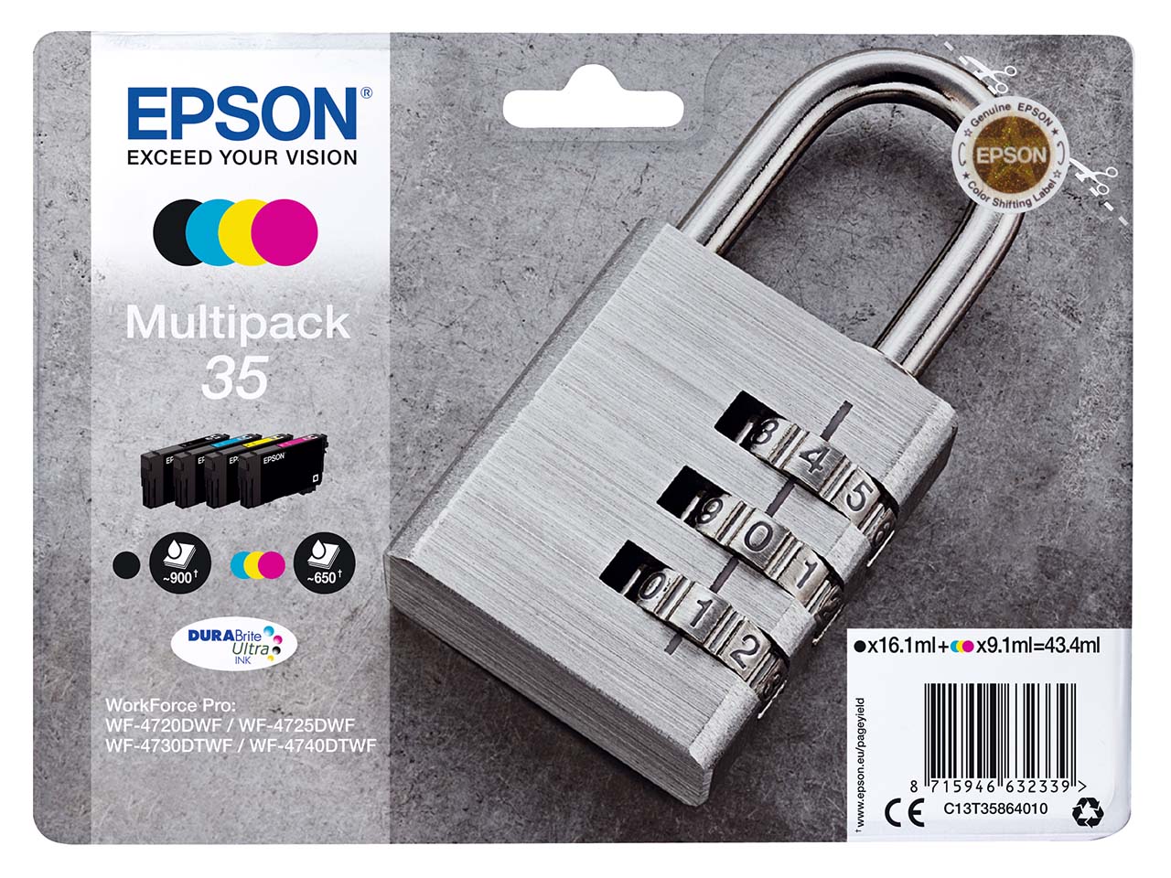 Epson 4er Set Tintenpatronen T3586/ 35 schwarz, cyan, magenta, gelb