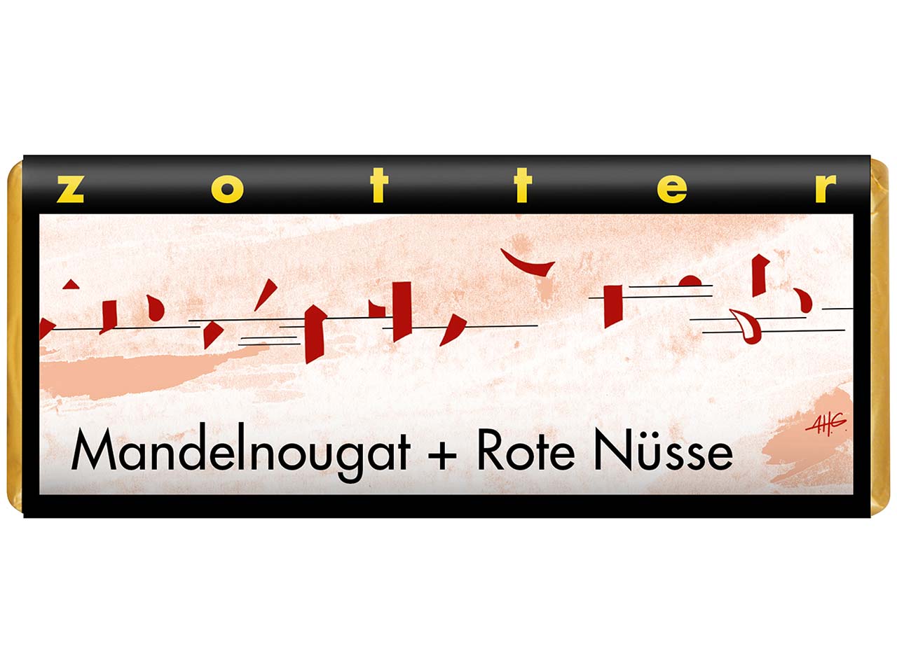 Zotter Bio-Vollmilch-Schokolade "Mandelnougat + Rote Nüsse", 70 g