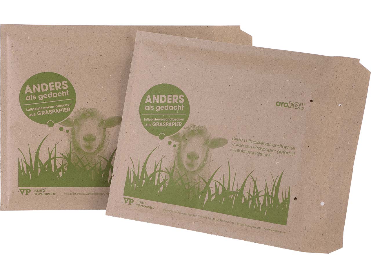 aroFOL Luftpolster-Versandtasche, aus Graspapier 200 x 275 mm, für DIN C5, Gr. 4/D