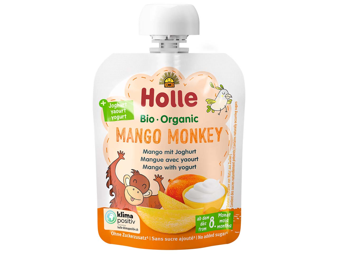 Holle Quetschie Bio-Fruchtmus mit Joghurt "Mango Monkey", ab 8. Monat, 85 g
