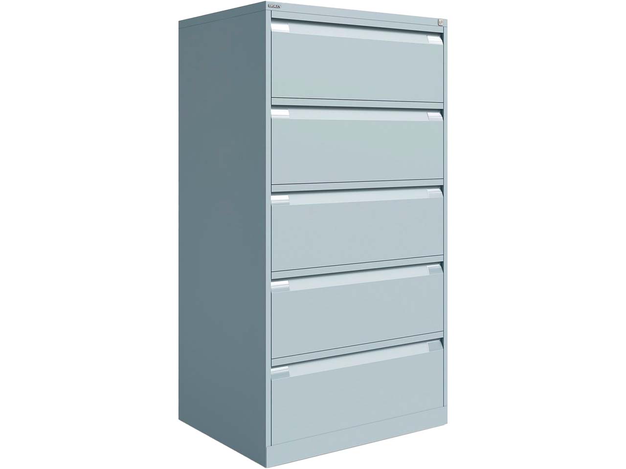 BISLEY Hängeregistraturschrank, zweibahnig, 5 Schubladen, lichtgrau