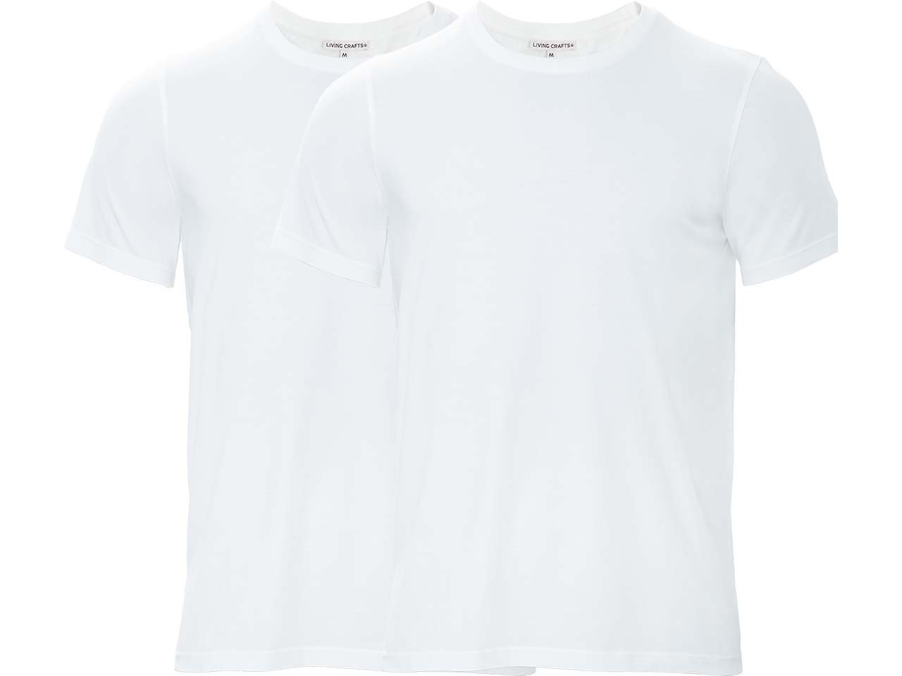 Living Crafts 2er-Pack Bio-Herren-T-Shirt 'TAWIN' mit Rundhalsausschnitt, white, Gr. M