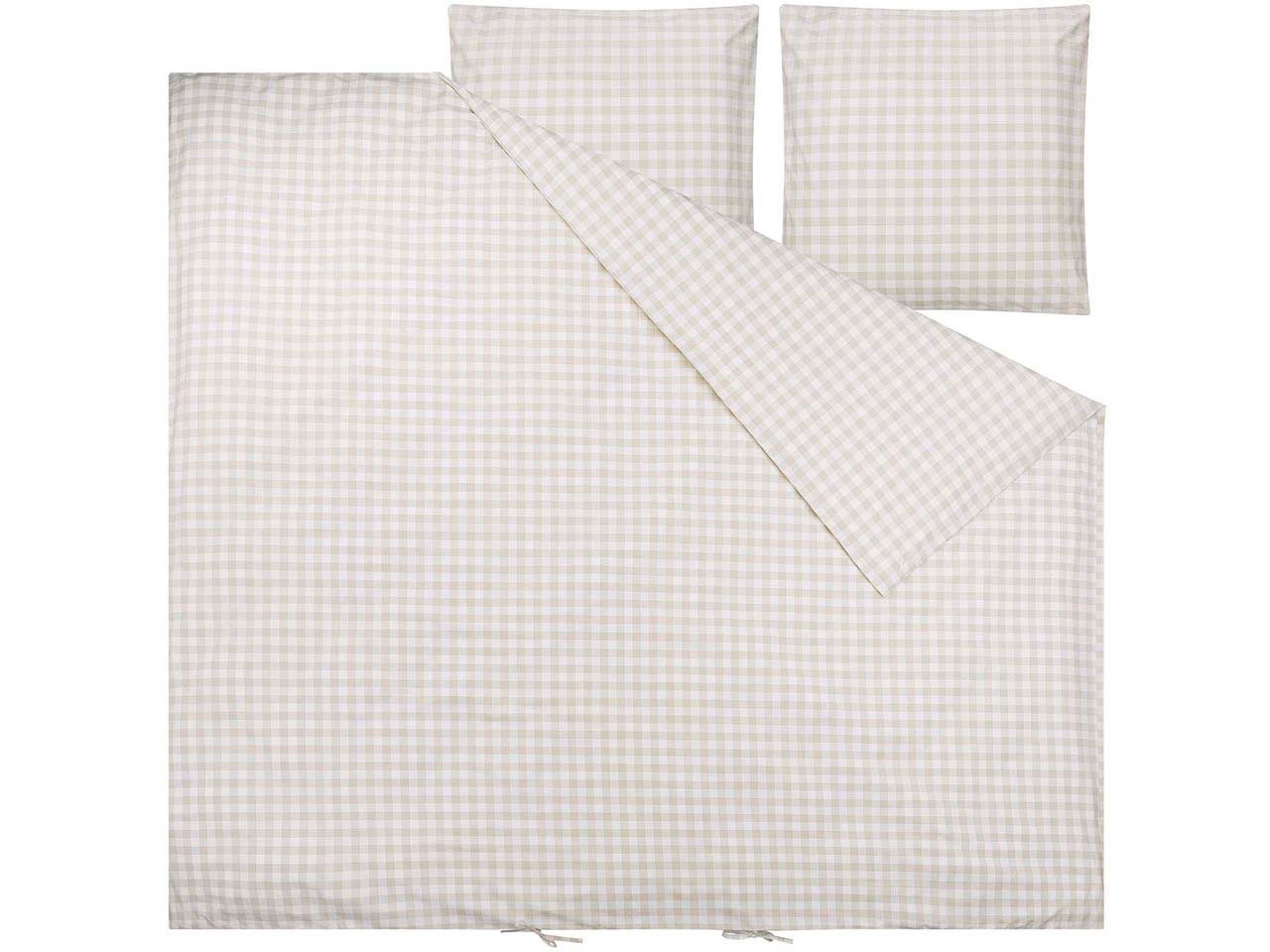 MELA Bio-Bettwäsche "MAJULI CHECKS" aus Perkal, 3-tlg., 240x220/80x80 cm, birke/weiß