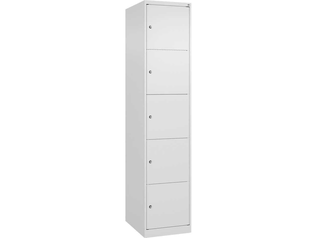 C+P Schließfachschrank Classic PLUS, 5 Fächer, 1850x400x500mm, Verkehrsweiß/Verkehrsweiß