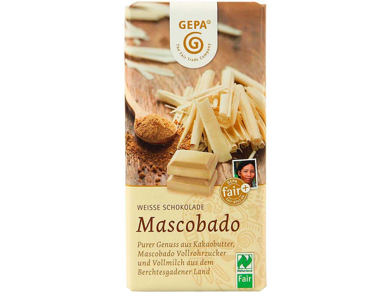 GEPA Weiße Bio-Schokolade "Mascobado", 100 g