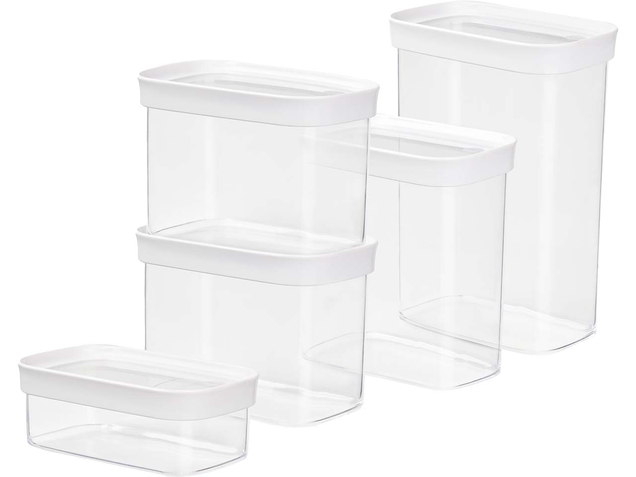 EMSA 5er-Set Vorratsdose "OPTIMA" 0,45/2x 1/1,6/2,2 l, weiß/transparent