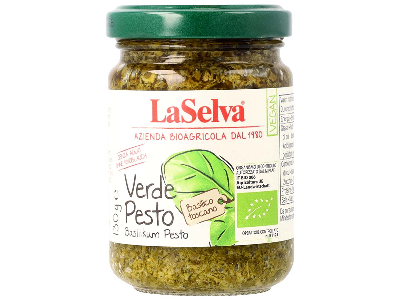 LaSelva Bio-Pesto "Verde" Basilikum, 130 g