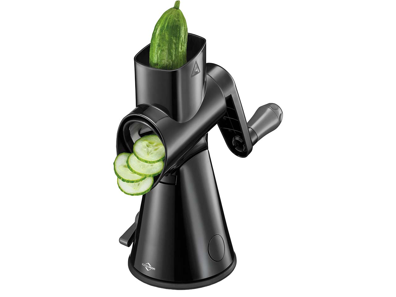 Manuelle Trommelreibe zum Zerkleinern von Gemüse und Obst, schwarz