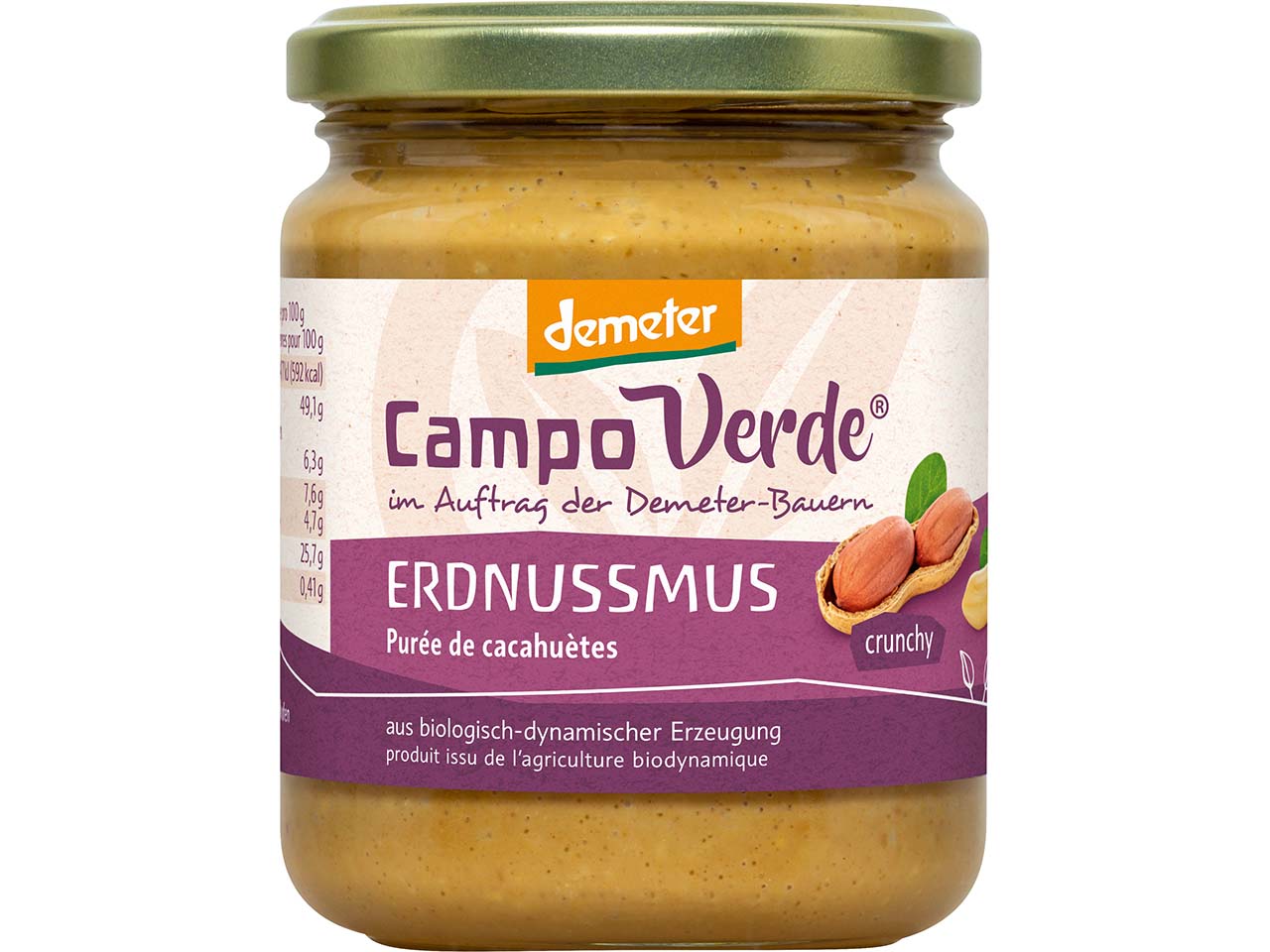 Campo Verde Bio-Erdnussmus crunchy, 250 g