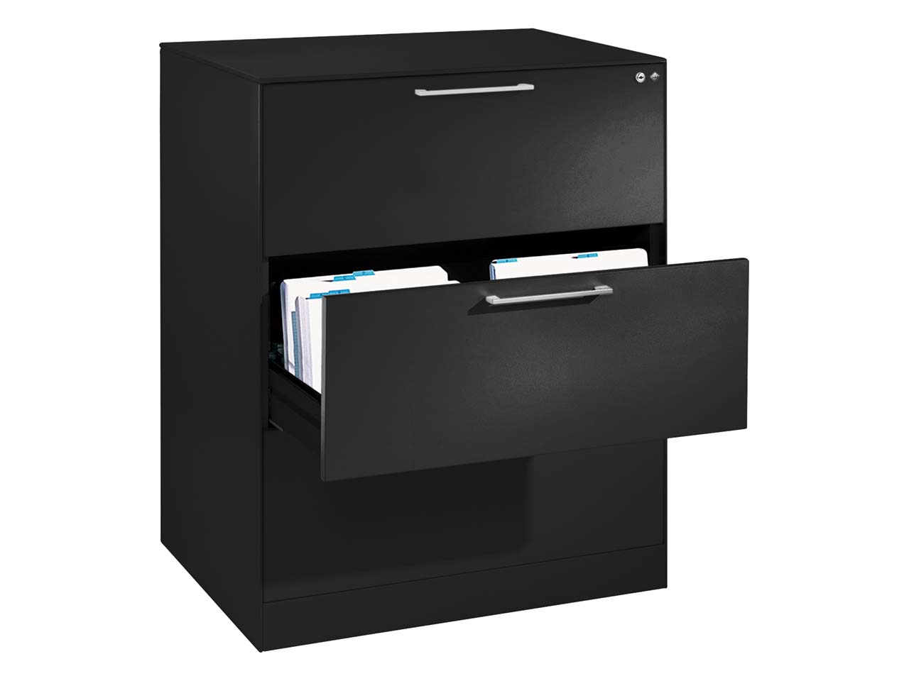Schubladenschrank "CONTACT", Höhe 101 cm  (BxT) 80 x 43,5 mit 3, Schubladen, schwarz