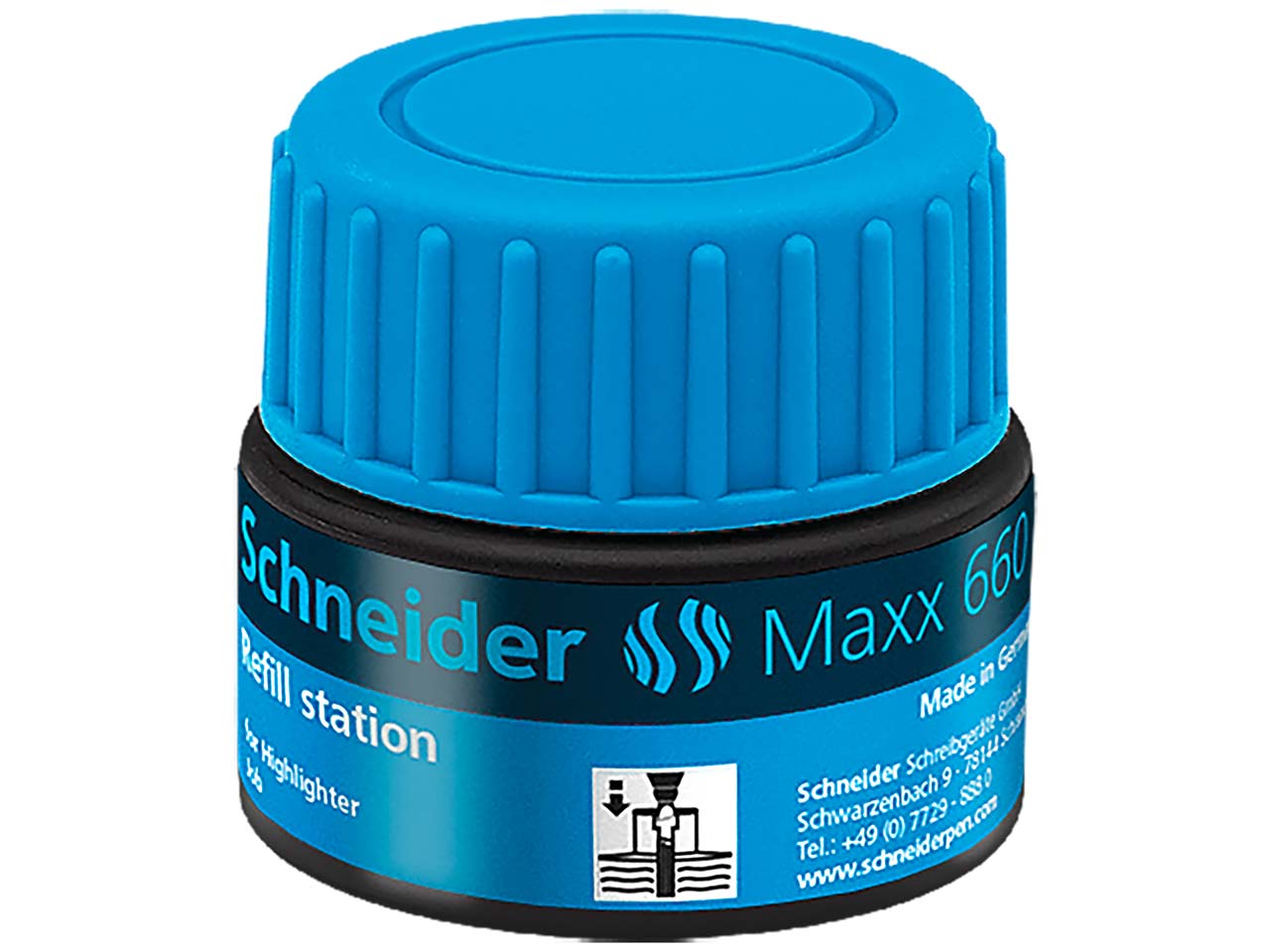 Schneider Nachfülltinte Maxx 660 für Textmarker Job, 30 ml, blau