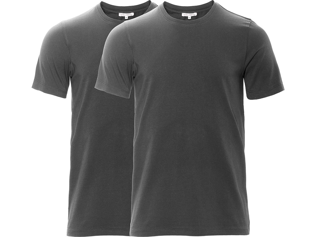 Living Crafts 2er-Pack Bio-Herren-T-Shirt "TAWIN" mit Rundhalsausschnitt, black, Gr. L