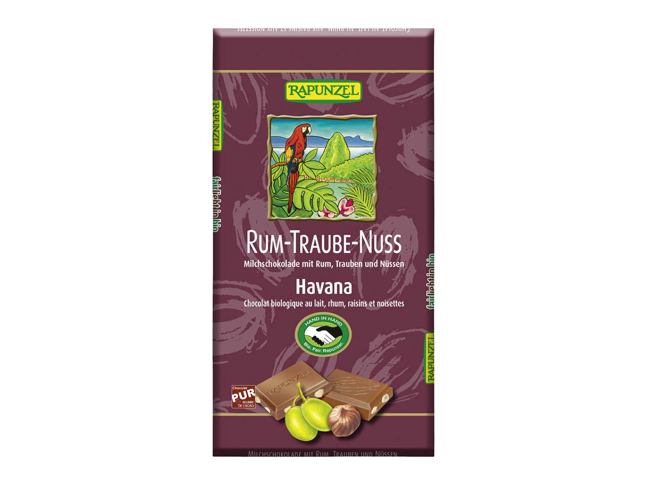 RAPUNZEL Bio-Vollmilch-Schokolade "Rum-Traube-Nuss", 100 g