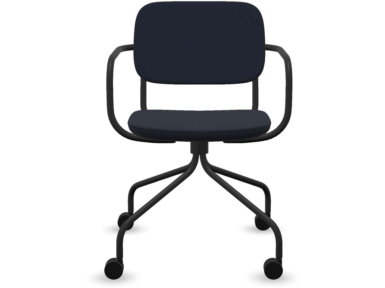Profim Besucherstuhl "NORMO" mit Sternfußgestell auf Rollen, schwarz, Stoff: blau