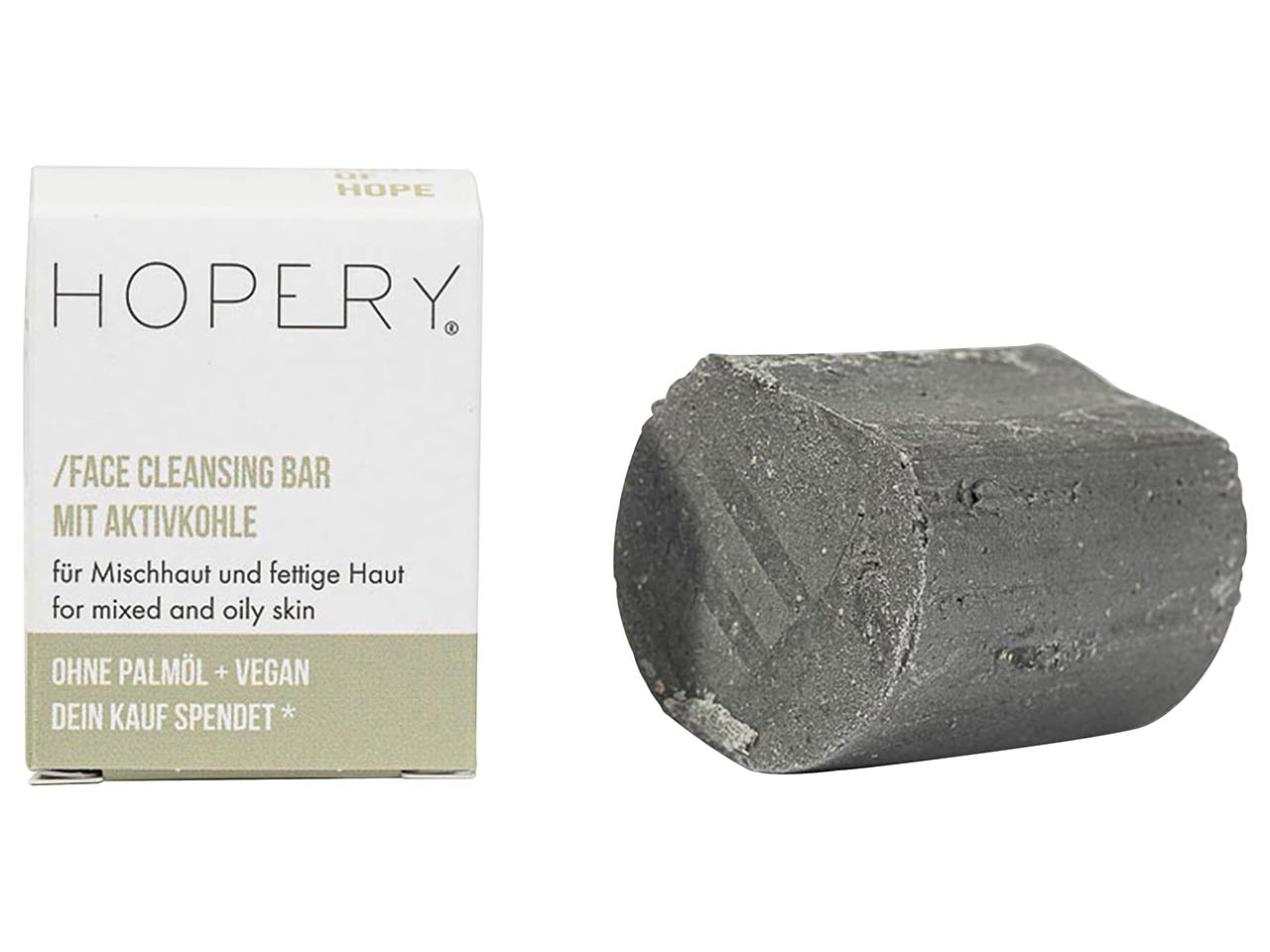 HOPERY Feste Gesichtsreinigung mit Aktivkohle, 65 g