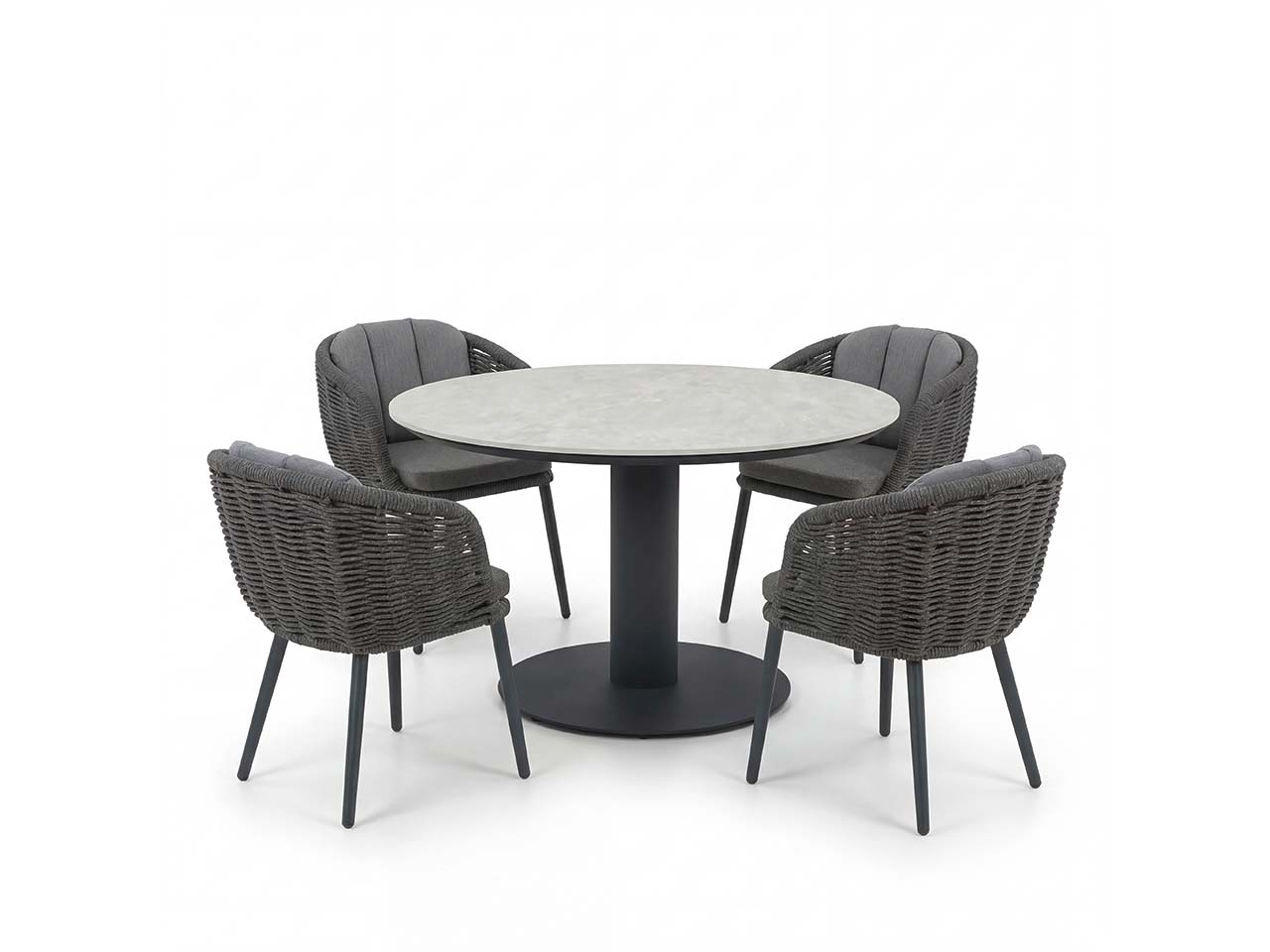 Gartenmöbel-Set "Porto" 5-tlg. 1 Tisch Ø 130 cm, 4 Sessel, anthrazit