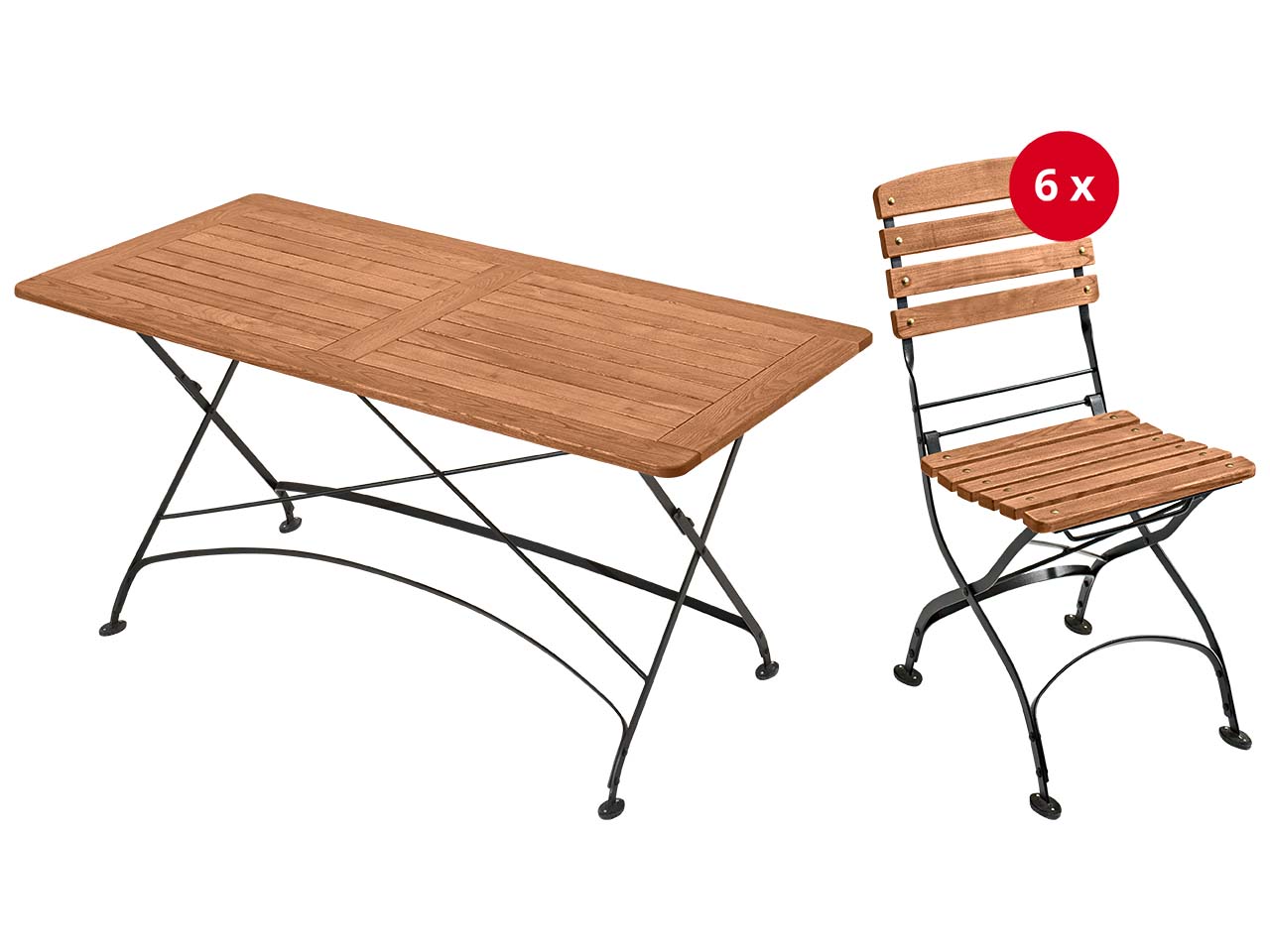 Gartenmöbel-Set 'Maja' 7-teilig,Tisch 160 x 80 cm, 6 Stühle