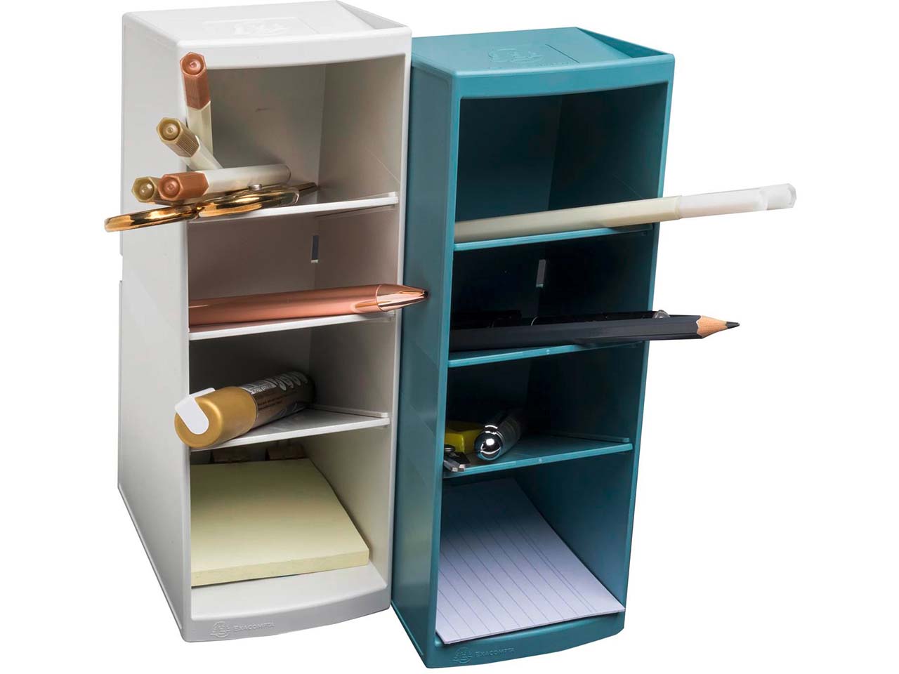 Exacompta Ordnungshelfer "Multitower AutentiK" 4 Fächer, 230 x 80 x 110 mm, blau-grau Exacompta Ordnungshelfer "Multitower AutentiK" 4 Fächer, 230 x 80 x 110 mm, blau-grau