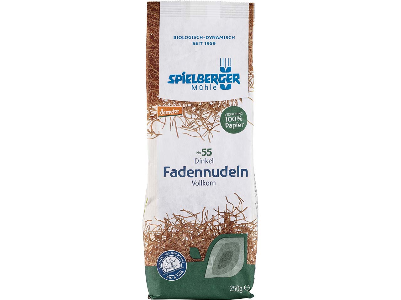 Spielberger Mühle Bio-Dinkel-Fadennudeln Vollkorn, 250 g