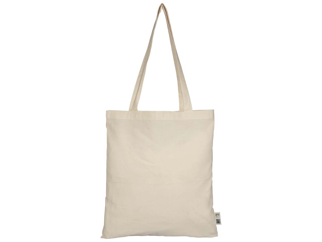 memo Bio-Baumwoll-Tragetasche mit Fairtrade-Siegel, natur, 38 x 42 cm, lange Henkel