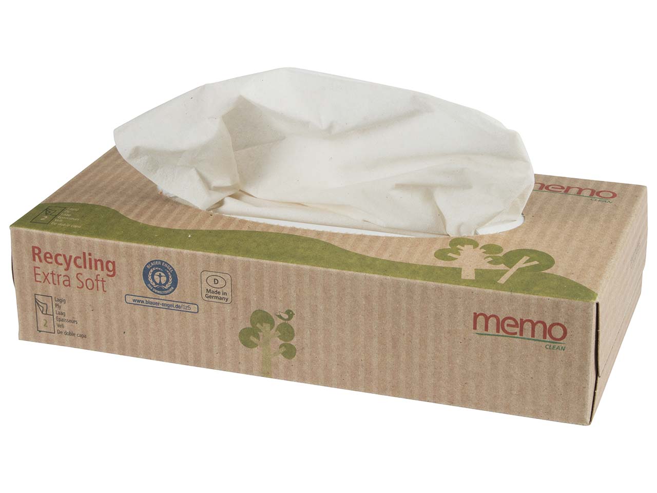 memo Kosmetiktücher Recycling Extra Soft 100 Stück, 2-lagig