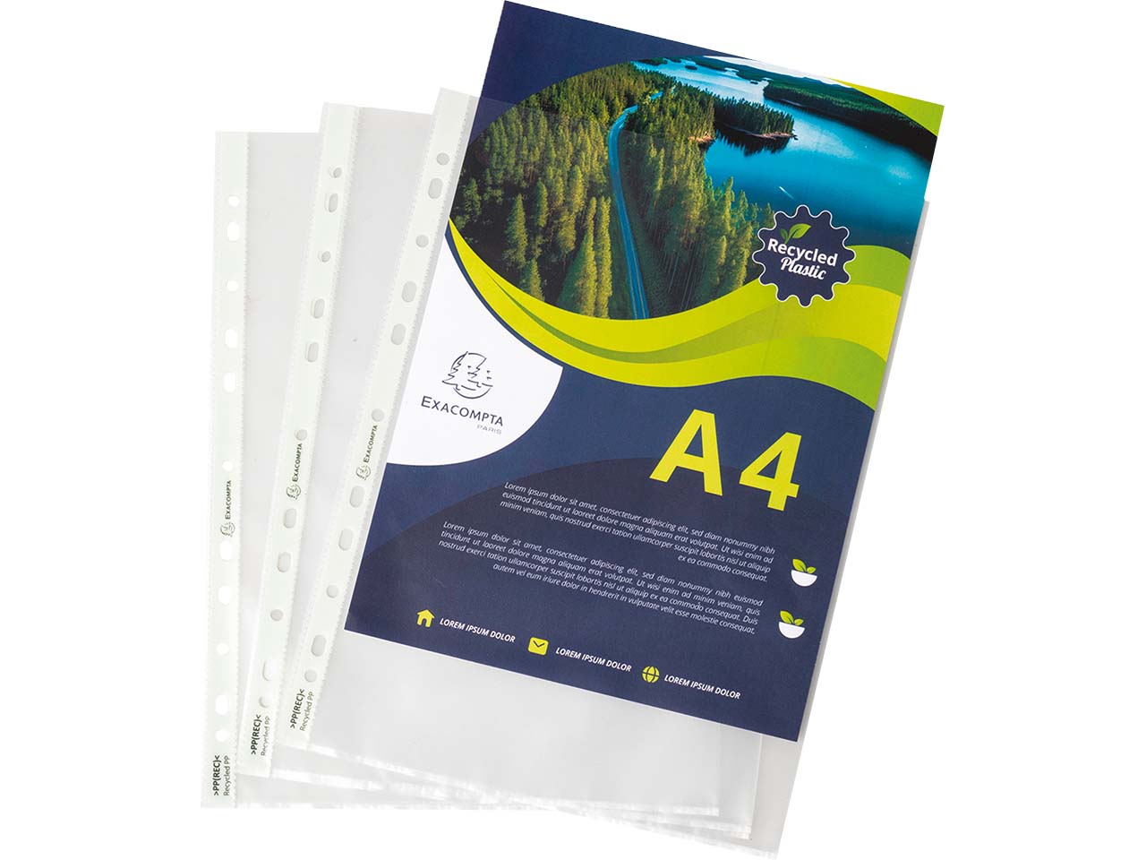 100 Exacompta Prospekthüllen "Forever" Recycling-PP, DIN A4, 60µ, genarbt 100 Exacompta Prospekthüllen "Forever" Recycling-PP, DIN A4, 60µ, genarbt