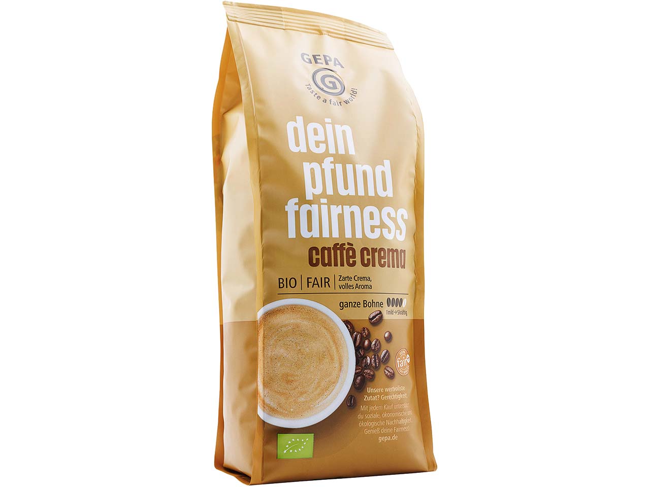GEPA Bio-Kaffee "Dein Pfund Fairness" café crema, ganze Bohne, 500 g