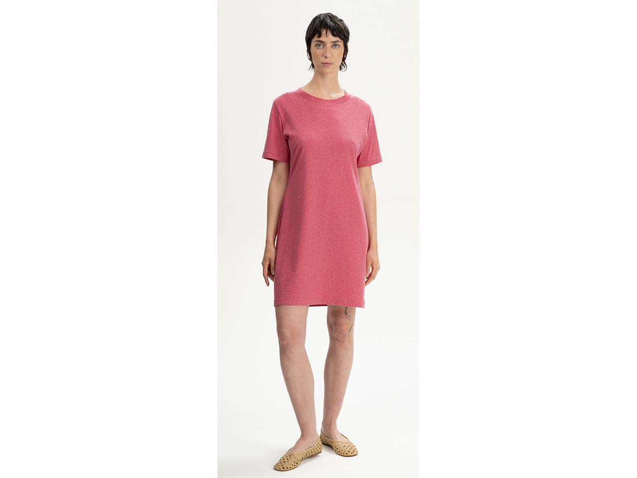 MELA Bio-Damen-Mini-T-Shirt-Kleid 'DARSHA' mit Rundhalsausschnitt, blossom melange, Gr. L