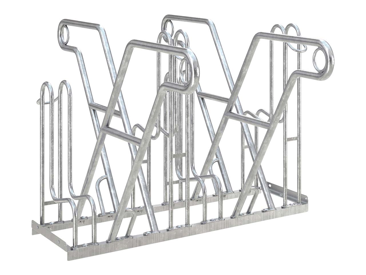 Fahrradständer "Anlehnparker 4600 XBF" verzinkt, 4 Einstellplätze (beidseitig)