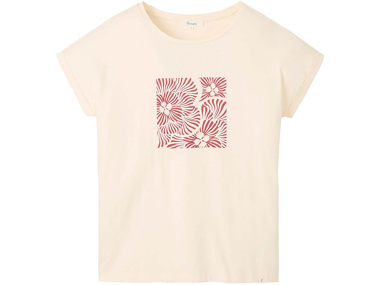tranquillo Bio-Damen-T-Shirt mit floralem Print, soft white, Gr. S