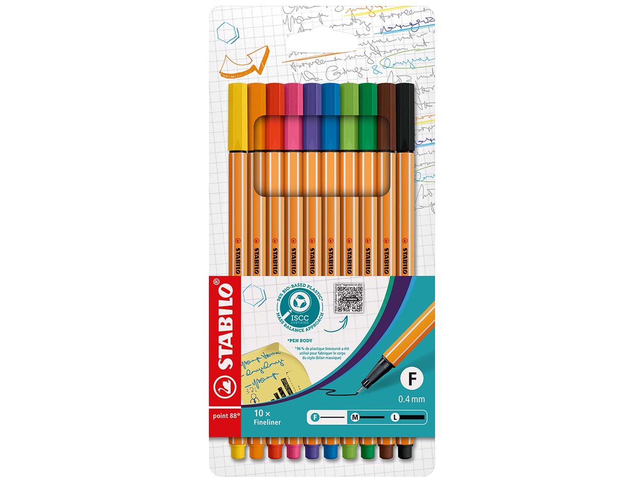 STABILO Fineliner "point 88", ISCC Plus 96%, 10er-Set
