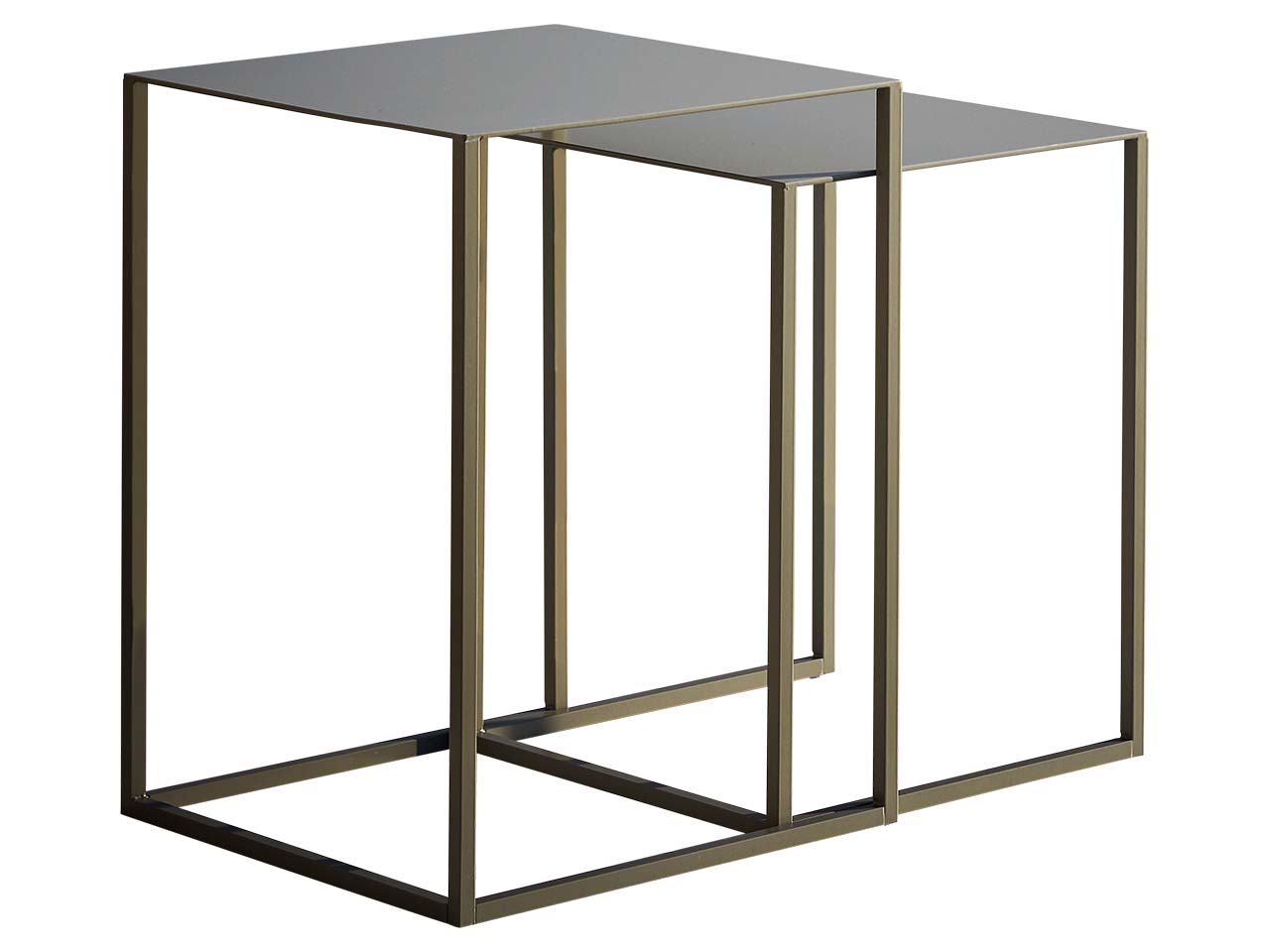 Beistelltische "pur" B 27,5/30 x T 27,5/30 x H 35/40 cm, Metall, taupe, 2er-Set