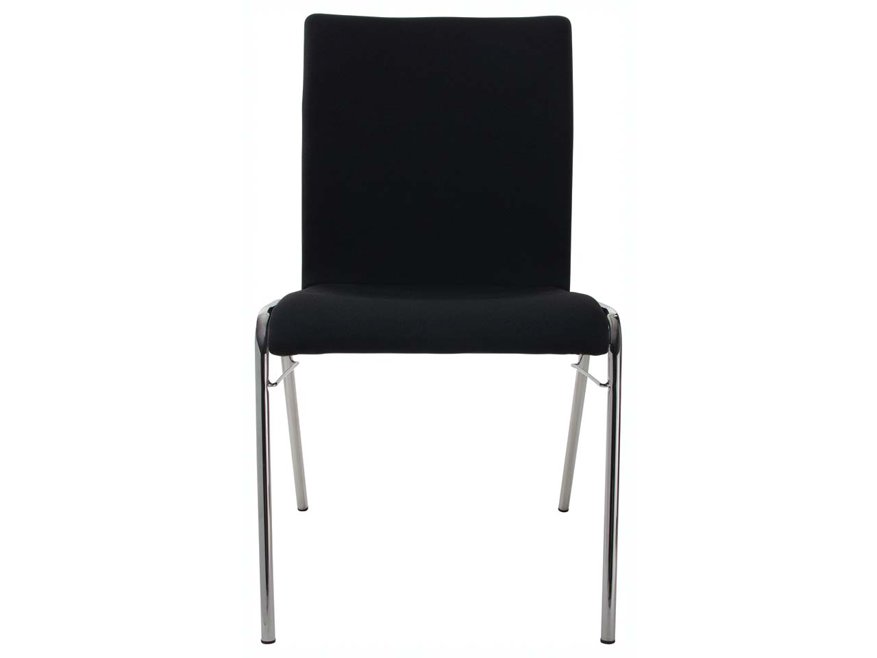 Besucherstuhl 'A45' Buche, Gestell verchromt, Steg, Vollpolster schwarz