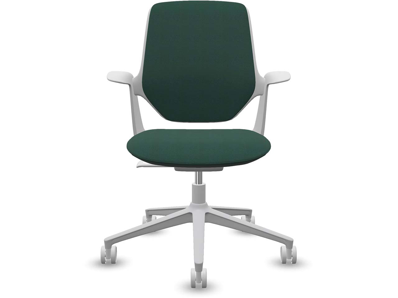 Profim Bürodrehstuhl „TRILLO PRO“ mit Armlehnen, weiß, Stoff: grün
