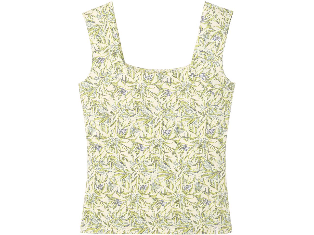 tranquillo Bio-Damen-Top mit Karree-Ausschnitt, summer leafs, Gr. S