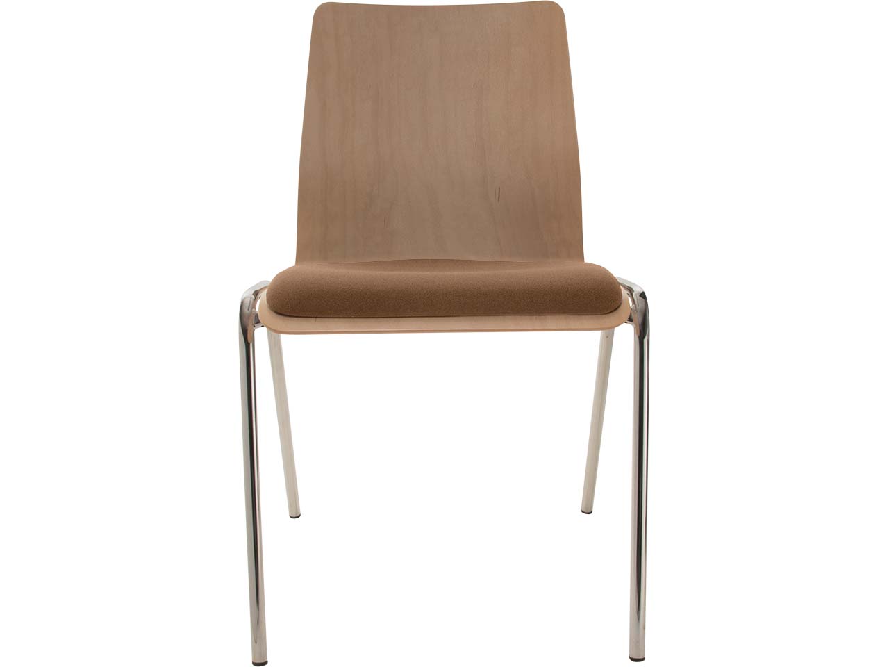 Besucherstuhl "A1" Buche, Gestell verchromt, Sitzpolster braun