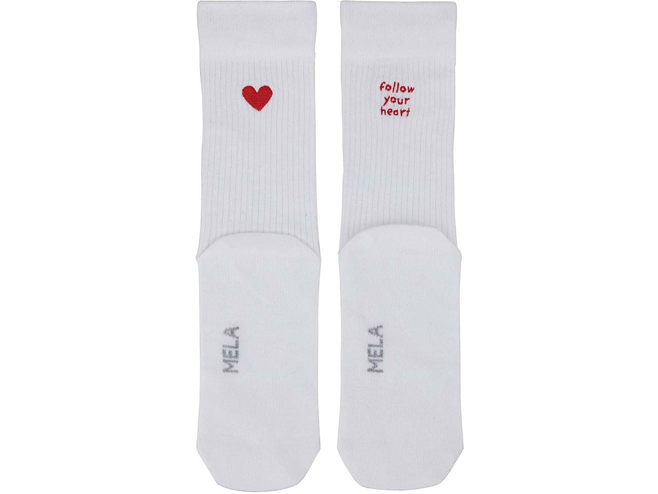 MELA 2er-Pack Bio-Socken 'Herz folgen', weiß, Gr. 35/38