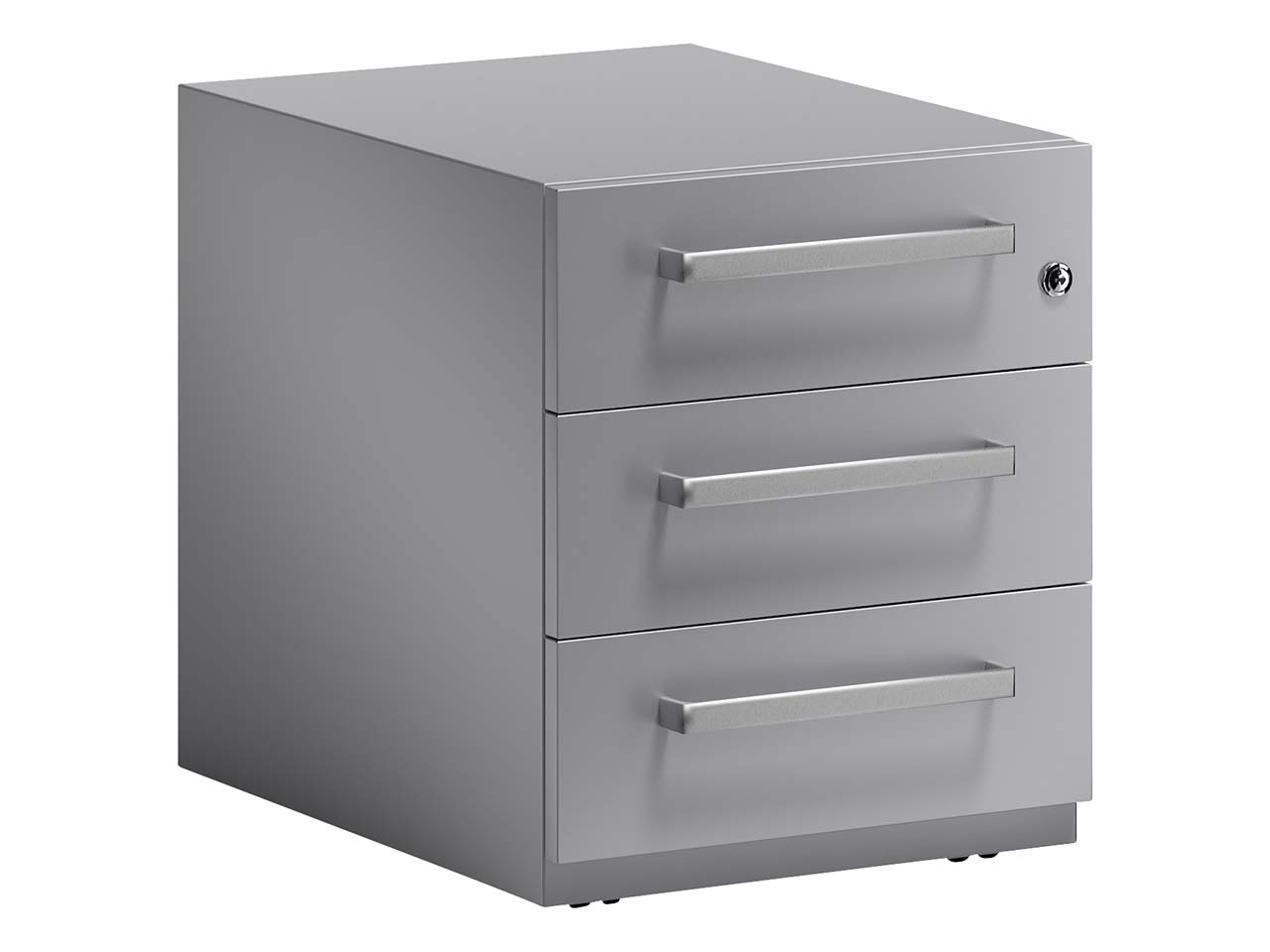 BISLEY Rollcontainer "Note" mit Griff, 3 Schubladen T 56,5 cm silber