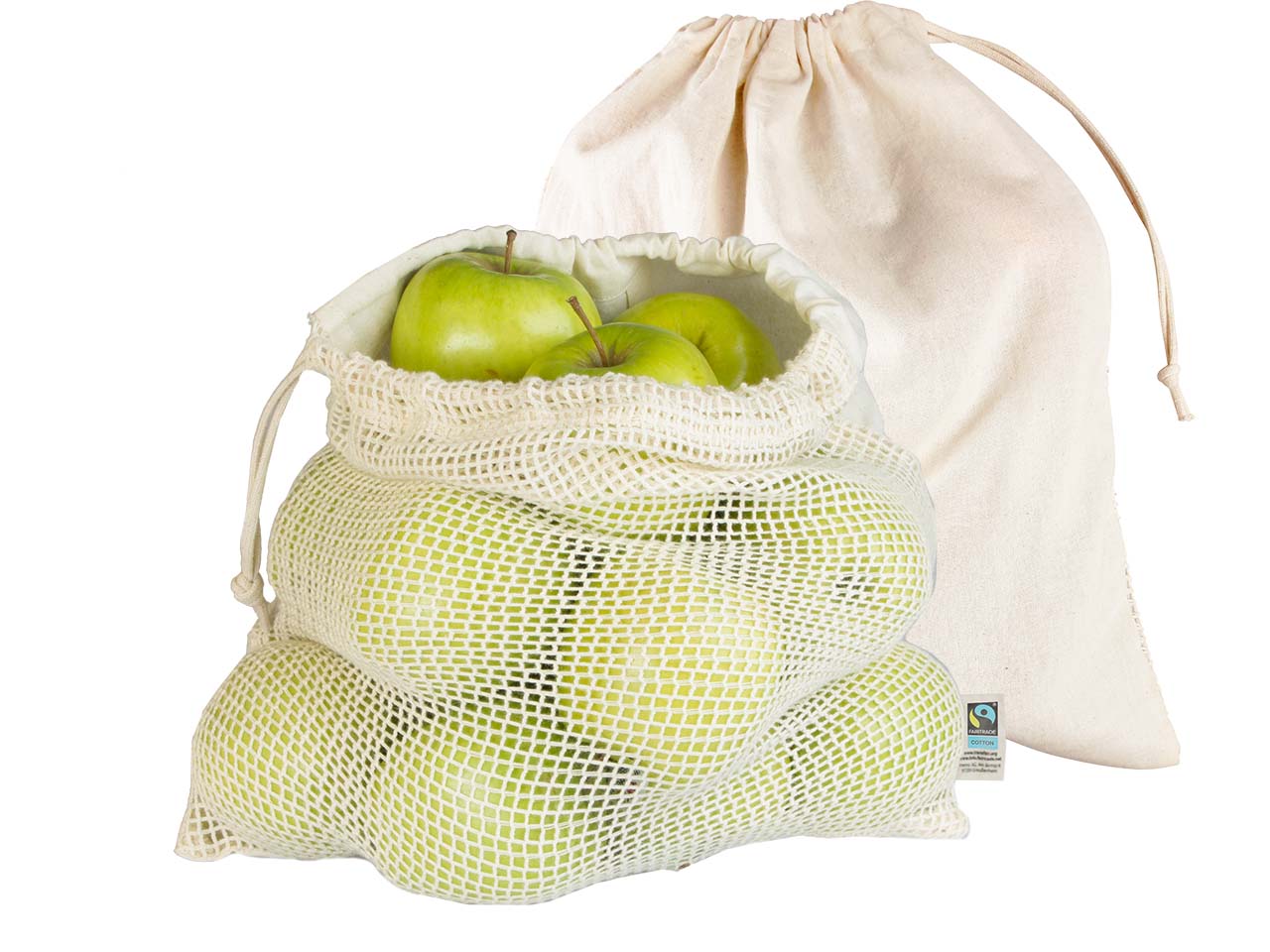 2 Stk. memo Bio-Baumwollbeutel für Obst und Gemüse 40 x 30 cm