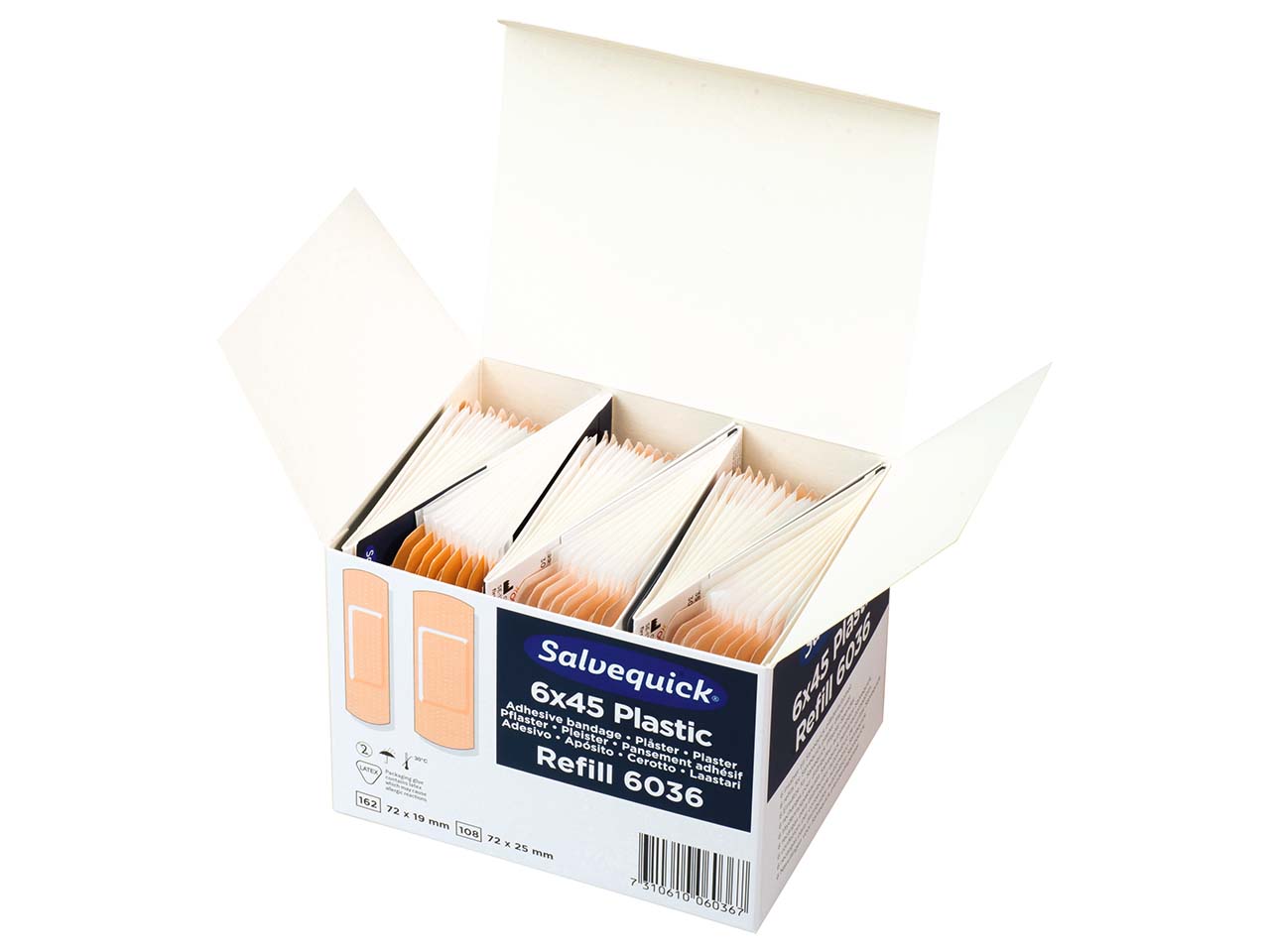 6 x 45 Stk. Salvequick Pflaster "REF 6036" wasserabweisend 7,2 x 1,9/2,5 cm