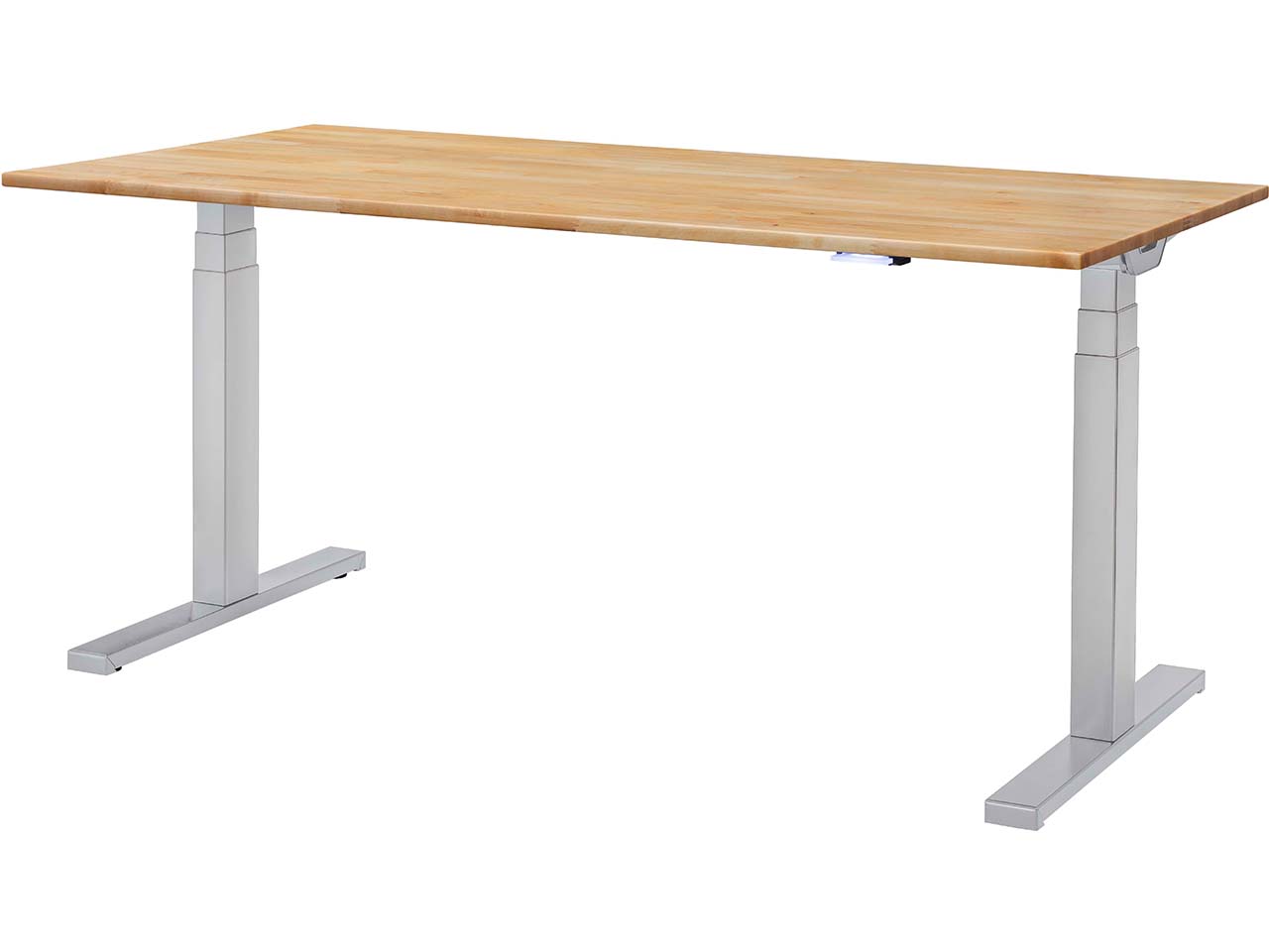 memo Höhenverstellbarer Schreibtisch "Sit-Up 3.0" silber, Birke massiv, 160 x 80 cm