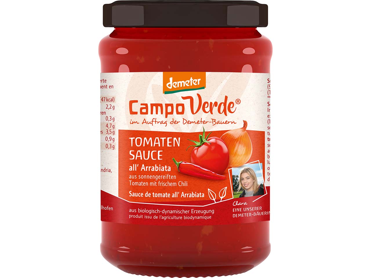 Campo Verde Bio-Tomatensauce "all' Arrabiata" mit frischem Chili, 345 g