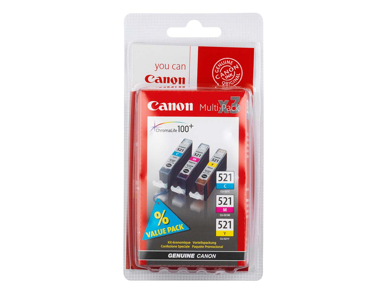 Canon 3er Set Tintenpatronen CLI-521C/M/Y cyan, magenta, gelb